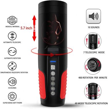 Автоматичний чоловічий мастурбатор з 7 функціями телескопічного витягування та режимами обертання | Масажер для чоловіків