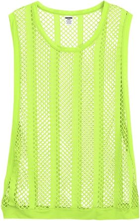 Трійка жіночих майок-топів YAHWULAI з прозорою сіткою, без рукавів, стильний круглий виріз (3 шт: світло-зелений+червоний+світло-зелений, M)