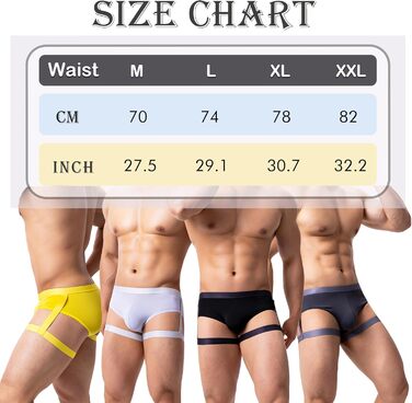 Чоловіча трусика YUFEIDA: Сексуальні сліпи, танга, стрінги для спорту та фітнесу (4 шт. - блакитний/темно-сірий/синій/чорний) L