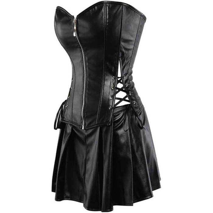 Сукня-корсет з штучної шкіри для жінок KUOSE, чорна, повномірна, розміри S-6XL