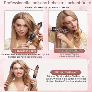 Мультистайлер для волосся 6 в 1 UKLISS Air Styler Set: фен з дифузором, насадки для завивки, круглі щітки та випрямляч, 1000 Вт, LCD-дисплей, жовто-чорний