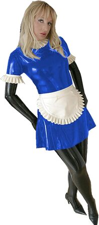 Костюм горничної в стилі аніме Sissy Cosplay: сукня з довгим рукавом, латекс, чорно-білий фартух, Sexy Lolita, 3XL