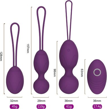 Тренування тазового дна для жінок з пультом дистанційного керування, набір Kegel Ball, багато режимів, силіконові м'ячі для контролю сечовипускання та вправ для тазового дна (фіолетовий)