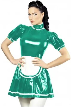 Костюм покоївки з PVC для дорослих, Sissy, з коміром-голкою, A-силует, з фартухом, 3XL, чорний, для Хелловіну, вечірки, косплею