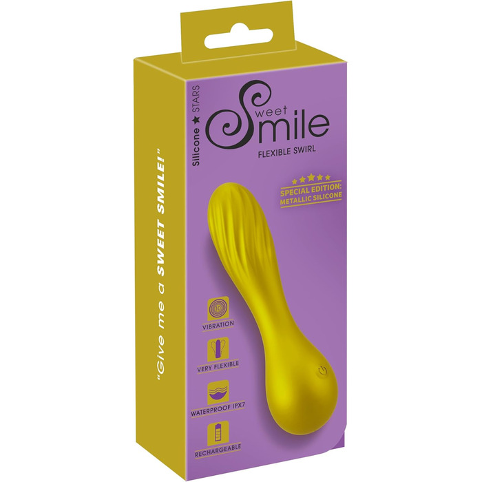 Вібратор Sweet Smile Flexible - 3,3 см (Металевий завиток, Золото)