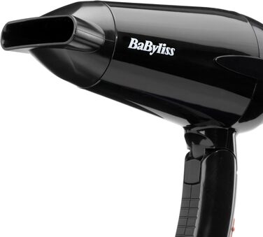 Складаний дорожній фен BaByliss Travel Folding 2000W з універсальною напругою, 2 режими температури та швидкості, чорний/помаранчевий, 5334E