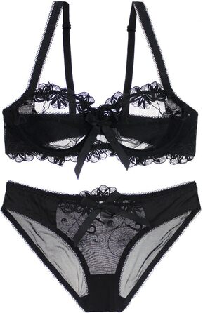 Комплект жіночої білизни Necalisi: бюстгальтер з пуш-ап та трусики, чорний, 34/75B