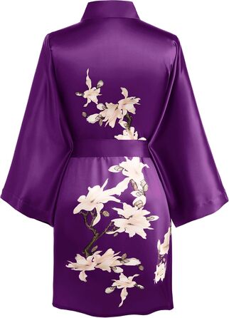 Легкий жіночий халат Babeyond з квітковим принтом, сатиновий, короткий, для дому та пляжу, універсальний розмір, зелений/фіолетовий