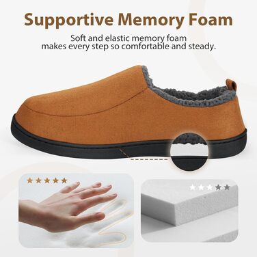 Зимові домашні капці Anmerl унісекс з ефектом пам'яті (Memory Foam), теплі м'які тапочки-мокасини з плюшевою підкладкою та протиковзаючою гумовою підошвою, коричневі, розмір 46/47 EU