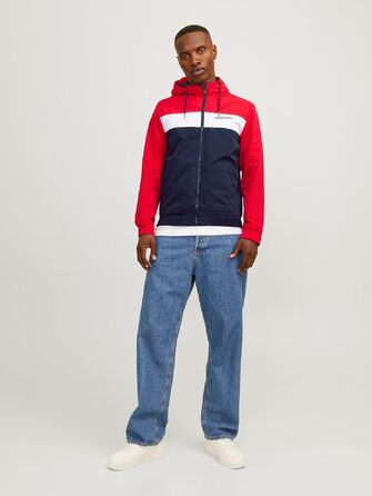 Чоловіча куртка-бомбер з капюшоном JACK & JONES Jjerush Hood Bomber Noos, чорно-біла (XS)