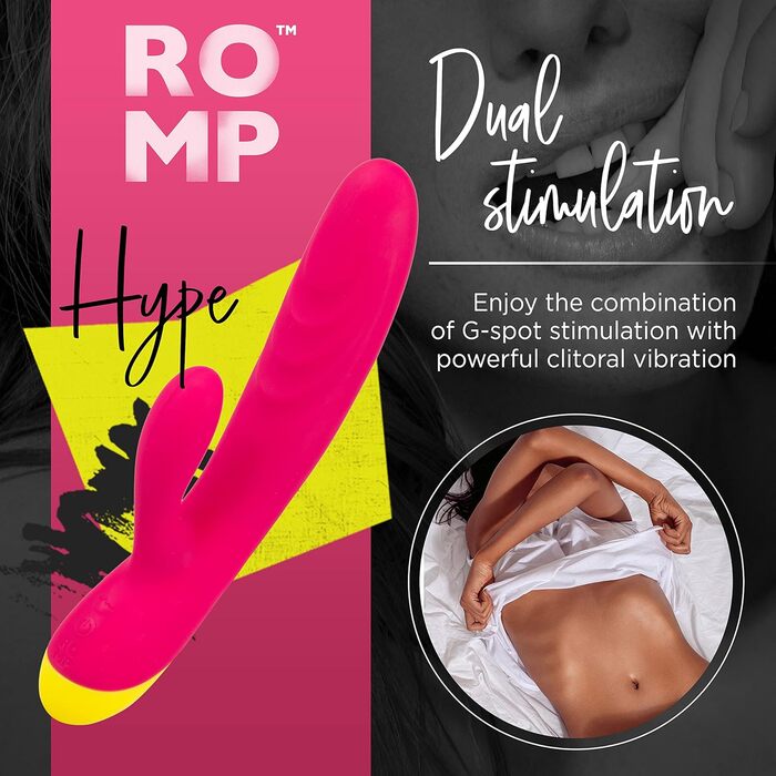 Vibrator ROMP Jazz Rabbit для дорослих - масажер G-точки та клітора з 6 рівнями інтенсивності та 4 режимами вібрації, водонепроникний, акумуляторний