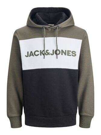 Чоловічий теплий худі з логотипом JACK & JONES Basic Kapuzen Sweatshirt, колір Dusty Olive, зелений