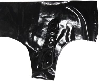 Латексні труси ALMYMM для чоловіків з захистом для статевого члена, облягаючі, екзотичні шорти, BDSM спідня білизна, фетиш, косплей, чорний, універсальний розмір XL