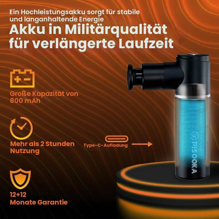 Міні-перкусійний масажер PISOOKA X Mini Massage Gun (66W) — компактний та легкий (350г) масажний пістолет для глибокого масажу м'язів, шиї та спини, 4 насадки, USB-C, сріблястий