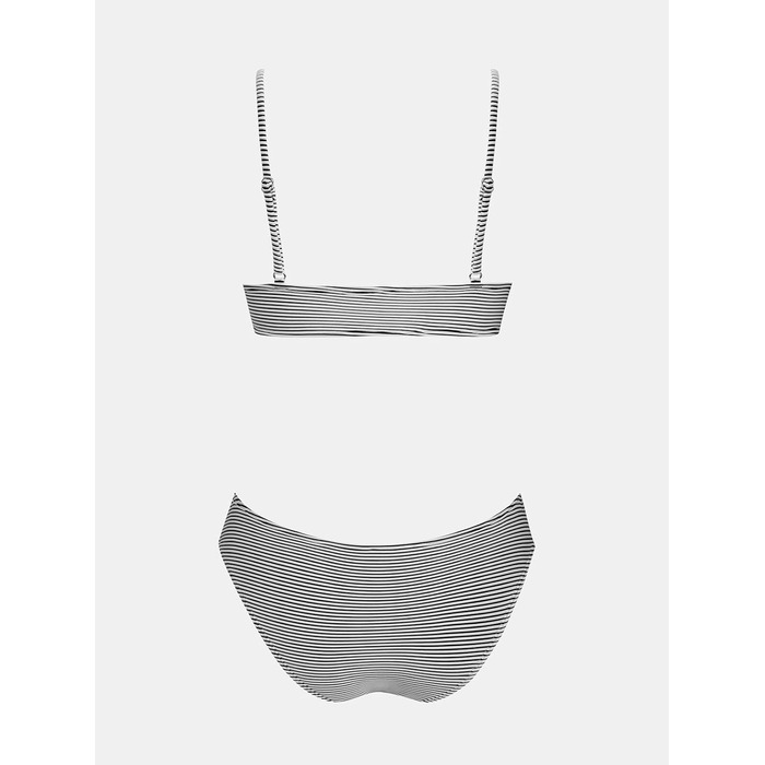 CUPSHE Bikini Set Daen: Роздільний купальник з високою талією та кросоверним бюстгальтером (XL, білий/чорний у смужку)