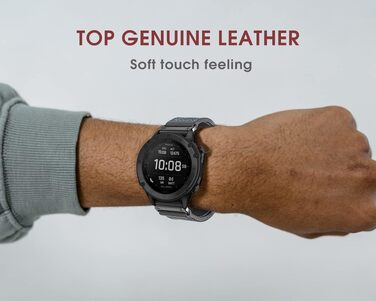 Шкіряний ремінець для годинників Garmin 22мм — Retro Vintage (чорний з чорною прошивкою) для Fenix, Forerunner, Vivoactive, Approach, MARQ, Quatix, D2