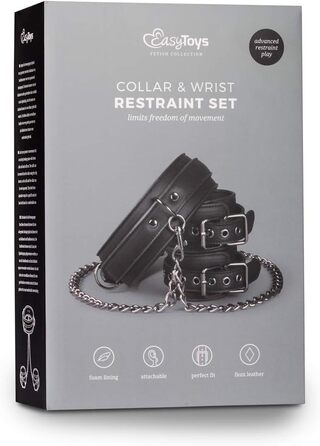 EasyToys Набори наручників з штучної шкіри, регульовані, 80 см, діаметр 11-28 см - для ролей Domina/Dominus
