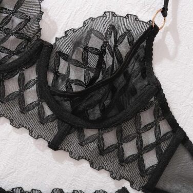 Жіноча нічна сорочка SRZYMJ: сексуальний баддідол, мереживний неглиже, сатинове нічне вбрання, елегантна білизна, для пишних форм, з шнурком, чорний A3, розмір M