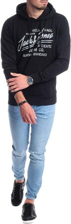 Чоловічий худі Jack & Jones з логотипом, чорний (розмір XL)
