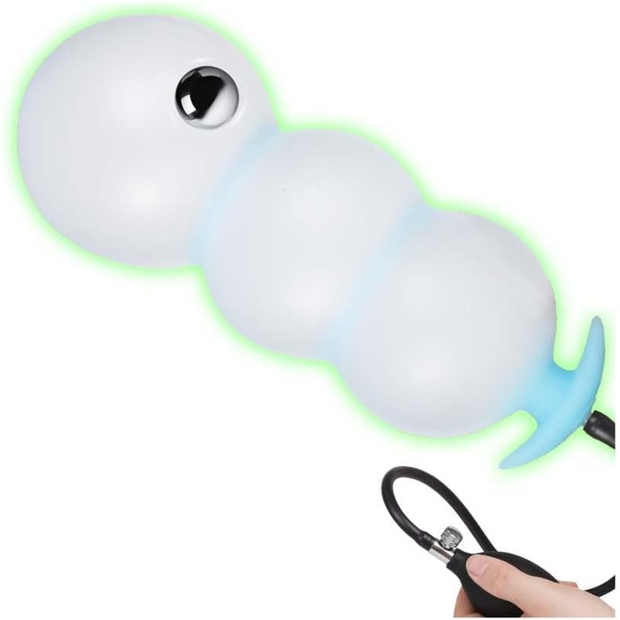 Надувний анальний дилда з кульками, розтягувач, регульований, світлодіодний анальний дилда для вагінального розтягування, BDSM іграшка для пар, фетиш (MitBall, Blue Lights)