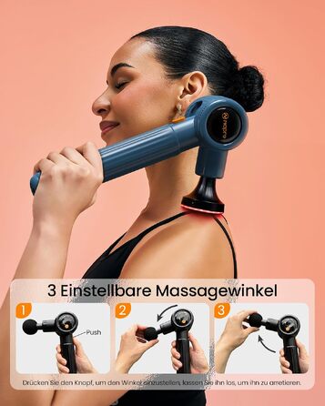 Перкусійний масажер Napre Massage Gun з подовжувачем та 3 кутами нахилу для спини, шиї та плечей, ручний масажний пістолет, світло-блакитний