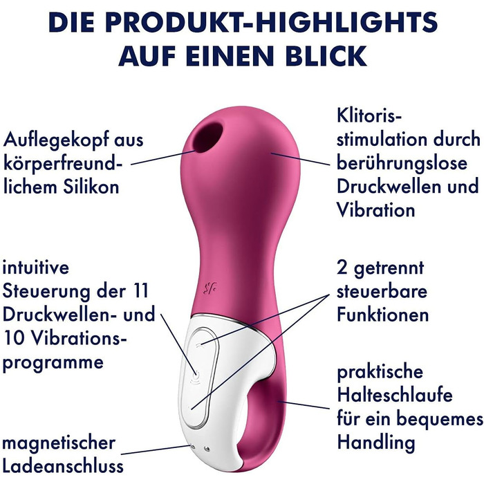 Satisfyer Lucky Libra: Вібратор з хвильовою та вібраційною стимуляцією, водонепроникний (IPX7), акумуляторний, силіконовий секс-іграшка для жінок