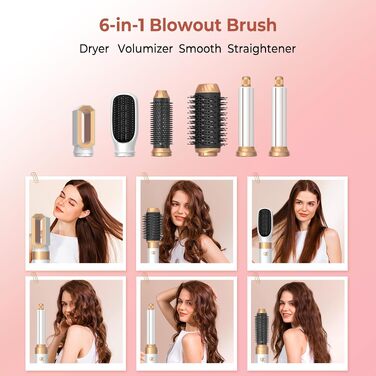 Мультистайлер для волосся 6 в 1 MogaWave Hairstyler Pro Airbrush: фен-щітка, автоматичний курлер та вирівнювач для об'єму, завивки та гладкості, бежевий