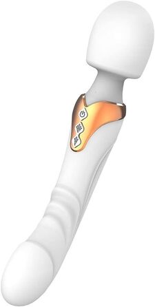 Вібратор Doppelkopf для жінок з функцією імпульсу, 10 режимів вібрації, силікон, стимулятор G-точки, тихий та потужний масажер для жінок та пар (білий)