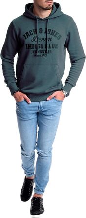 Чоловіче худі з капюшоном Jack & Jones Logo edona age Mika 4, темно-сіре (S)