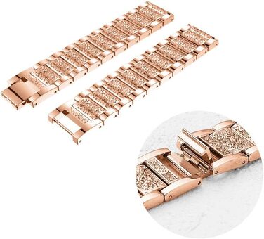 Металевий ремінець Abanen для годинників Fossil Gen 5 42mm та Gen 6 (жіночий), 18 мм, з кристалами та швидким замком, сумісний з Fossil Q Venture 3/4 покоління, колір: спорт червоне золото