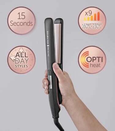 Випрямляч для волосся Remington PROluxe Midnight S9100B з керамічними пластинами 110 мм, OPTIheat, 150-230°C