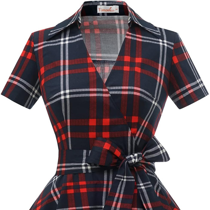 Сукня Rockabilly жіноча V-подібний виріз міді, святкова для весілля, вінтажна коктейльна (S, червоно-біла клітинка)