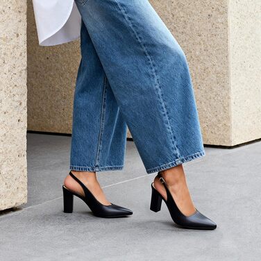 Жіночі туфлі-човники Dream Pairs з відкритим каблуком (Slingback), чорний лак, розмір 40.5 EU