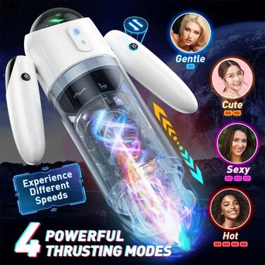 Електричний мастурбатор з ручкою для чоловіків – автоматичний стимулятор пеніса, секс-іграшка для соло, телескопічний, з ротацією та функцією всмоктування