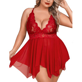 Квіткова нічна сорочка-боді Aranmei для жінок великих розмірів, червона, XXL