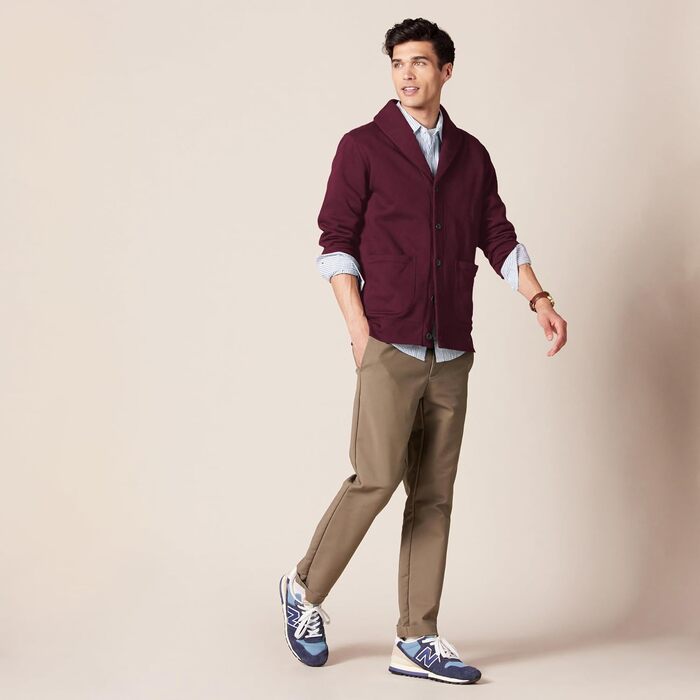 Чоловічий флісовий кардиган Amazon Essentials з манжетами та стійким коміром, колір бордовий, розмір XXL