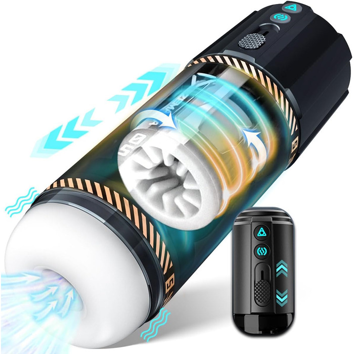 Електричний секс-іграшка для чоловіків: вібраційний статевий мультик з 3D-вагіною, чорний, XXL