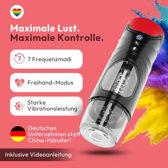 Електричний мастурбатор для чоловіків MARIELOVE – симулятор орального сексу з функцією насосу та вібрації | 7 режимів & телескопічний рух | реальна іграшка для дорослих з ротацією та масажем | перезаряджається