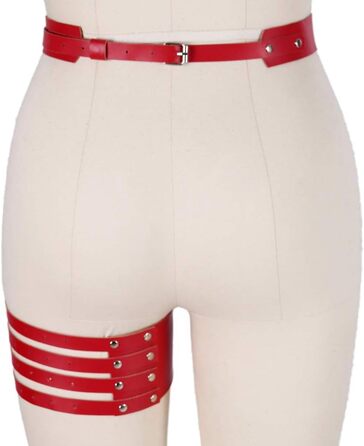 Жіночий шкіряний корсет для ніг, стрінг, пояс для панчіх, регульований, боді, кеш, панчохи, червоний