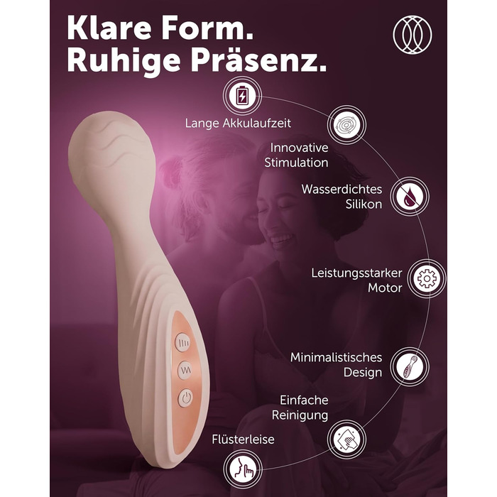 Vibrator Intima Soie для жінок – стимулятор клітора, масажний стержень. 8 інтенсивностей, 20 режимів, водонепроникний, пастельно-рожевий.