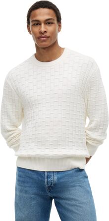Чоловічий в'язаний светр Tommy Hilfiger Mock Cable Crew Neck (розмір XL, колір Yellow Ivory Petal) — модель MW0MW43261