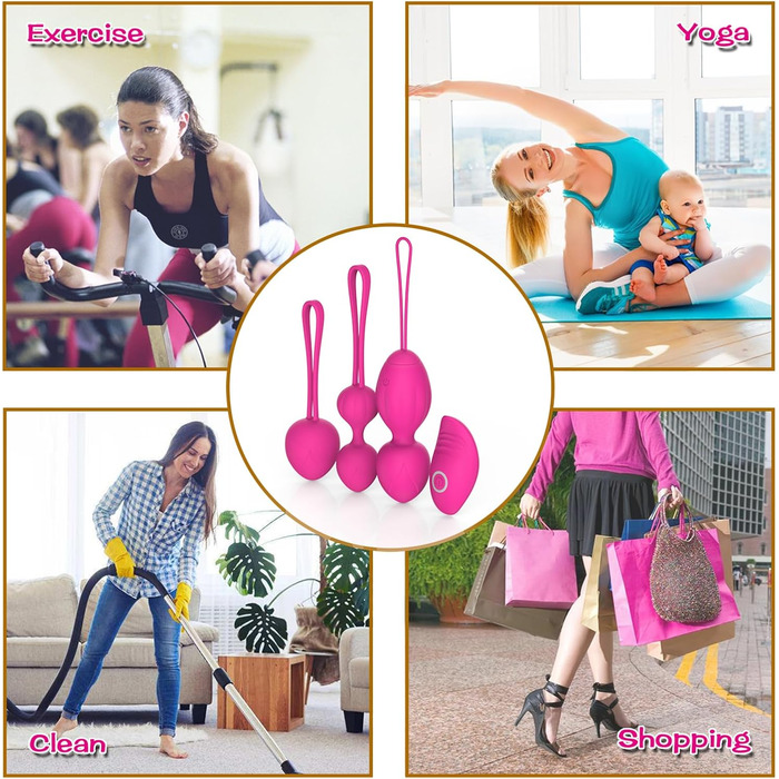 Тренування м'язів тазового дна для жінок з пультом дистанційного керування - медичний силікон, м'ячики для контролю сечовипускання та вправ для тазового дна (рожевий)