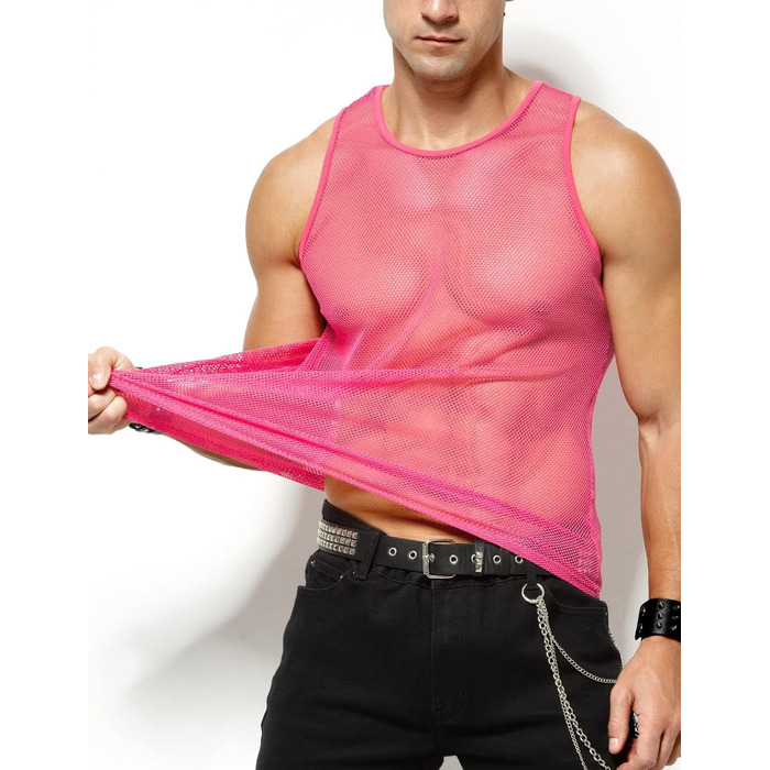 Чоловіча сітчаста майка Casey Herren Netz Tank Top з круглим коміром, Cubwear (L, рожевий A3)