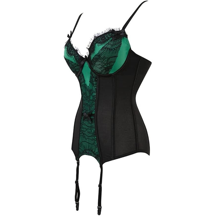 Корсет-топ бюстгальтер: сексуальна спідня білизна з мереживом та сіткою, Push Up, для корекції талії, готичний стиль, колір зелений, розмір L
