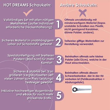 Шовкова гойдалка для закоханих HOT DREAMS® 2-в-1 для дверей та стелі – розкішна гойдалка для пар до 200 кг | М'яка, регульована, зручна | Гойдалка для сексу на дверях | Еротична гойдалка для дорослих (без кріплення)
