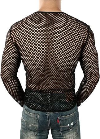 Чоловіча футболка Bollrllr, прозора сітка, сексуальний дизайн, для нічного клубу та вечірок, XXL, чорний колір