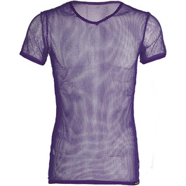Чоловіча футболка з сітки для клубу, мереживна, прозора, дихаюча, мереживна футболка, сексуальні топи, танцювальний одяг, фіолетовий колір, розмір L