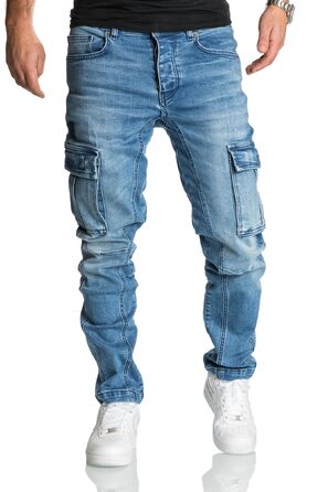 Чоловічі джинси-карго REPUBLIX Regular Slim Denim Destroyed, світло-блакитні (40W / 34L)