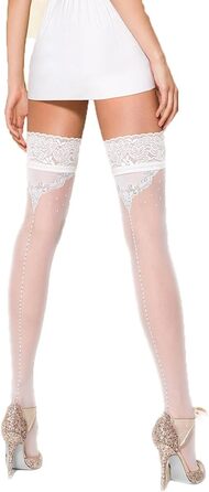 Чоловічі шкарпетки без пояса, мереживні, з силіконовою стрічкою, 20 den, білі