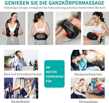 Масажер для шиї та плечей Nekteck 3D Shiatsu з підігрівом, глибокий тканинний масажер для спини та стоп для зняття м'язового болю, синій